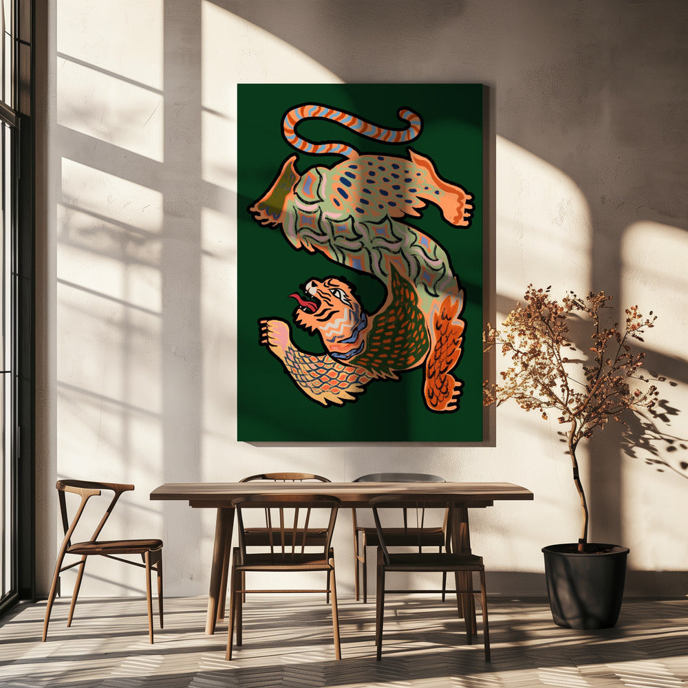 Asiatischer Tiger Grün | Leinwand