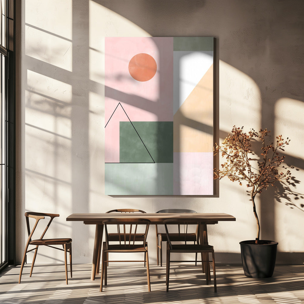 Pastelltöne mit minimalistischen Formen | Leinwand