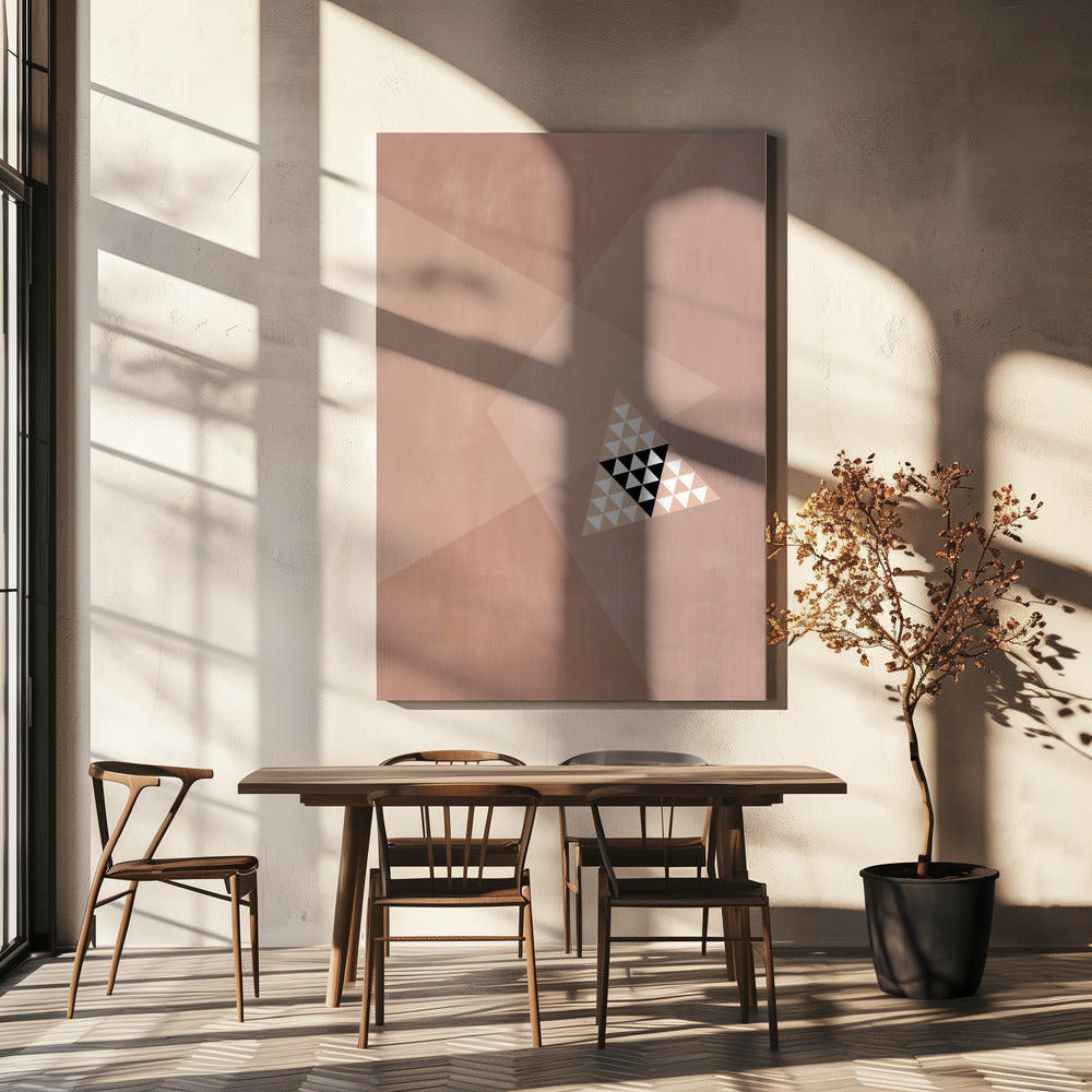 Geometrisches Design mit zentralem Dreiecksmuster | Leinwand