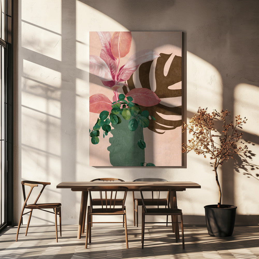 Blätter Mehr 6 Rosa | Leinwand