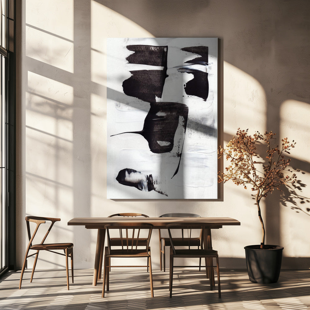 Ausdrucksstarke monochrome Pinselstriche | Leinwand
