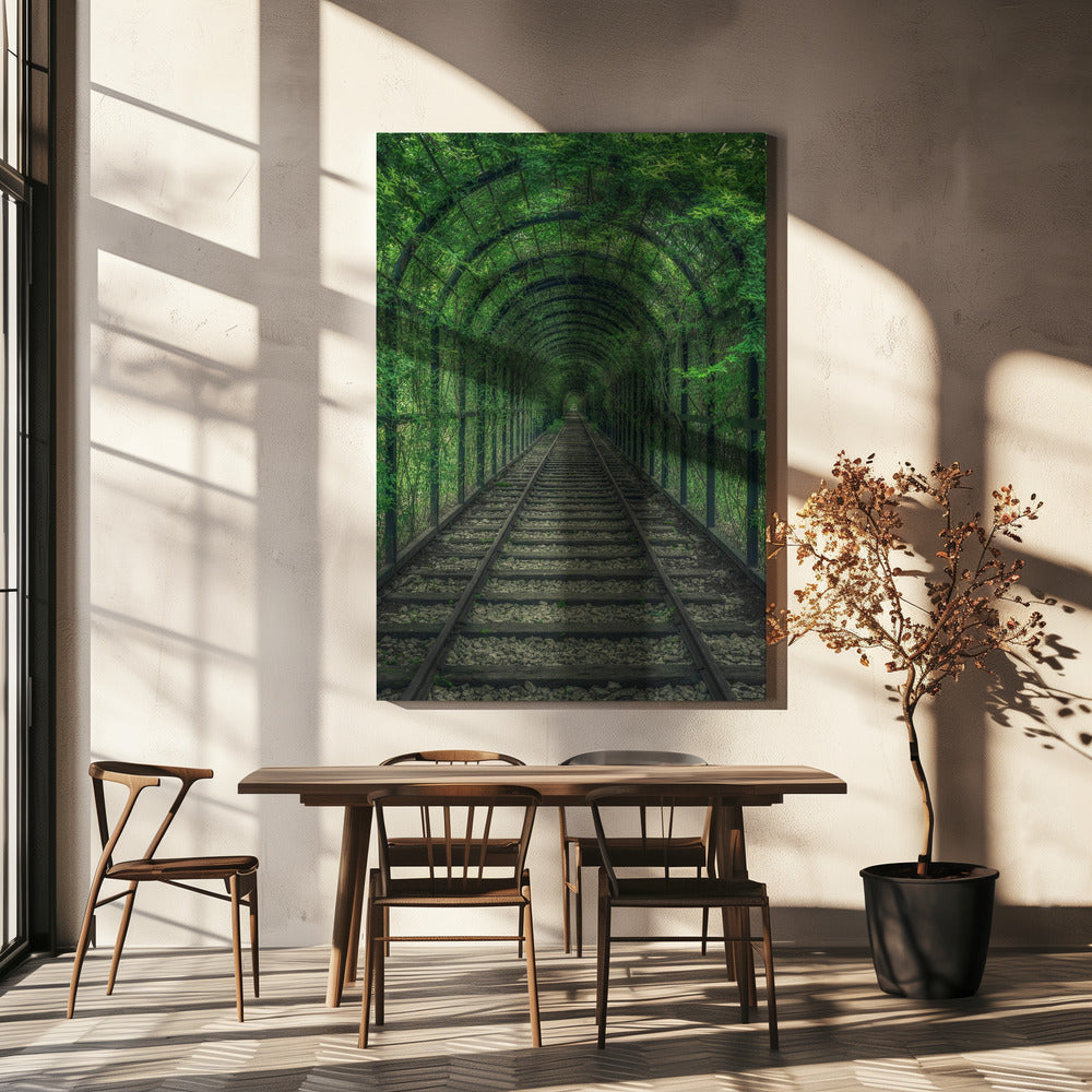 Grüner Tunnel | Leinwand