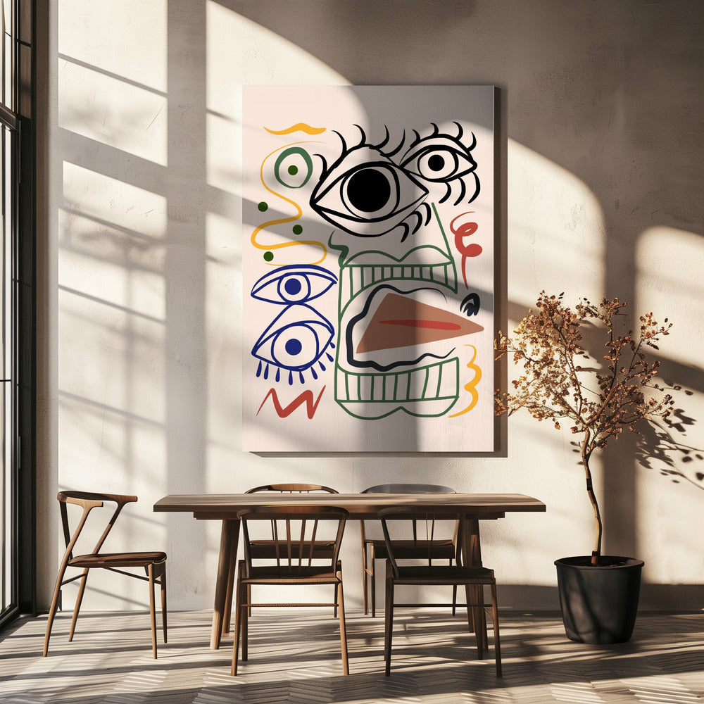 Line Art Bizarres Totem | Leinwand