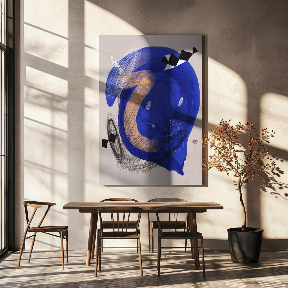 Chaotischer blauer Wirbel | Leinwand