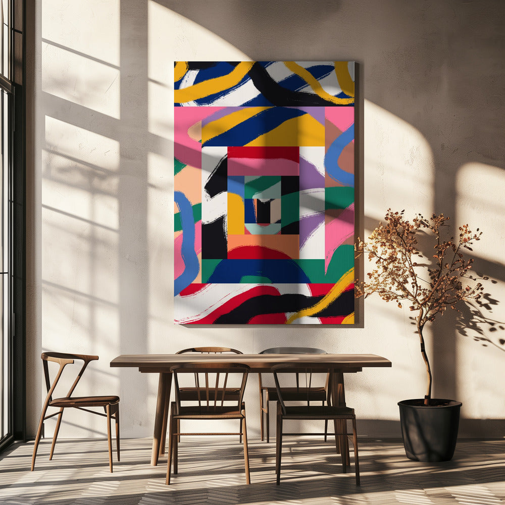 Geometrische Formen und kräftige Pinselstriche | Leinwand