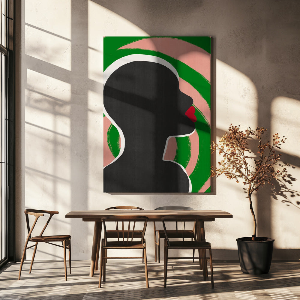 Anonymes Porträt in grüner Spirale | Leinwand