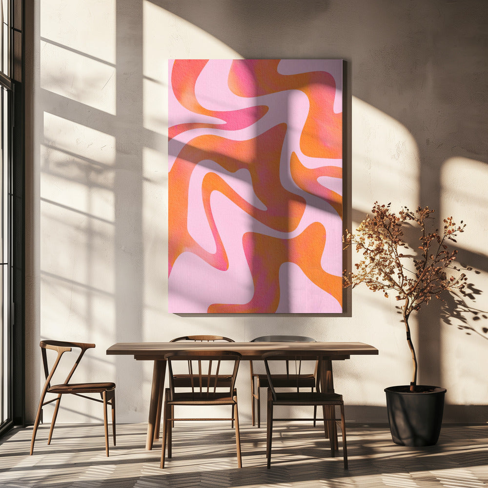 Abstrakte Welle in Rosa | Leinwand