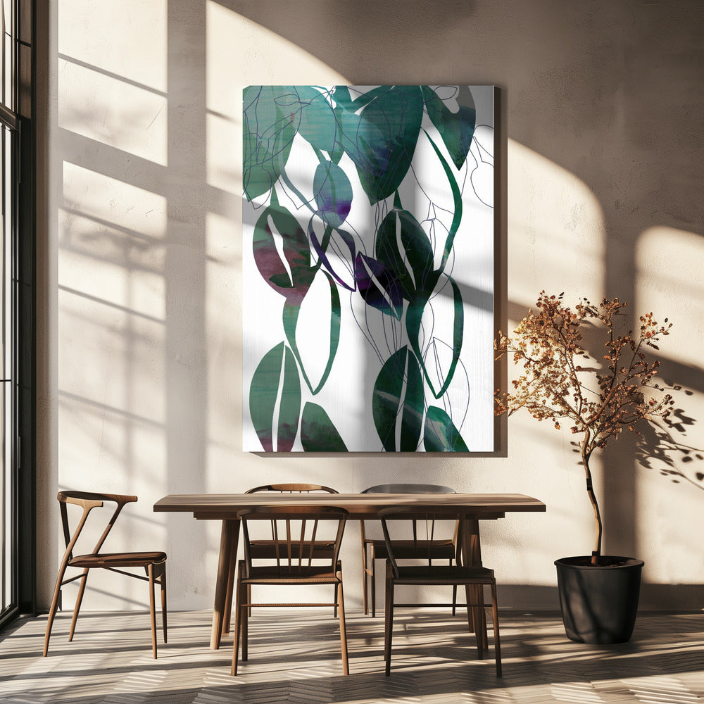 Botanical Leaf Print Art In Navy Blue 4 | Canvas