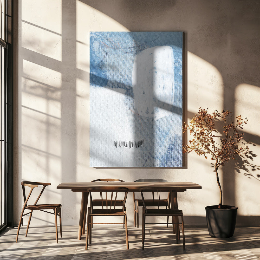 Weiße und blaue Farbtöne | Leinwand