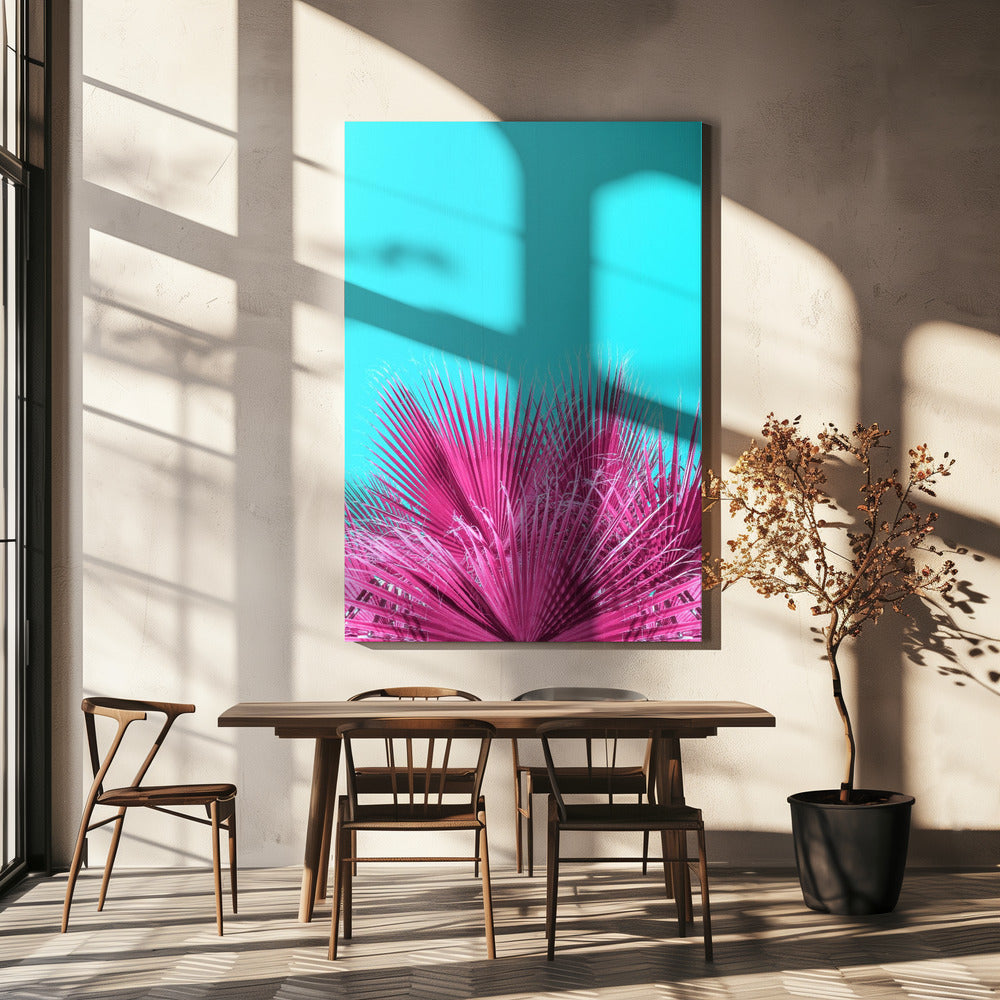 Elektrische rosa Palmwedel | Leinwand