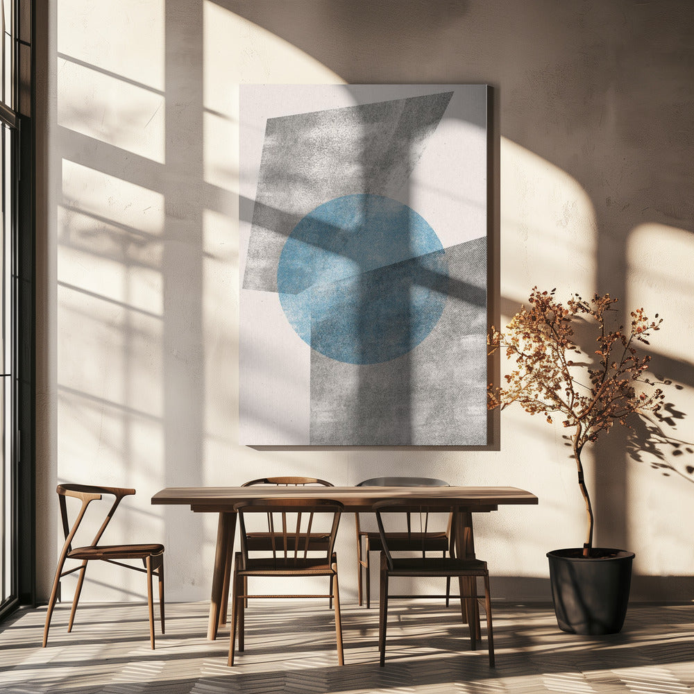 Blaues geometrisches modernes Objekt | Leinwand