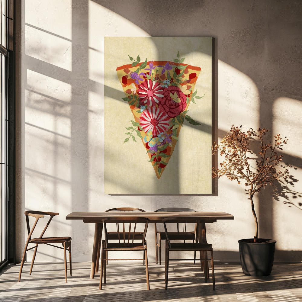 Stück Blumenpizza | Leinwand