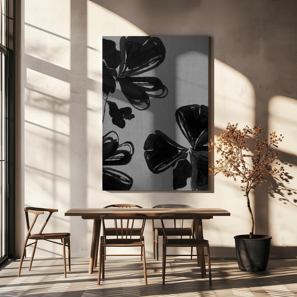 Schwarzes Blumenmuster 4 | Leinwand