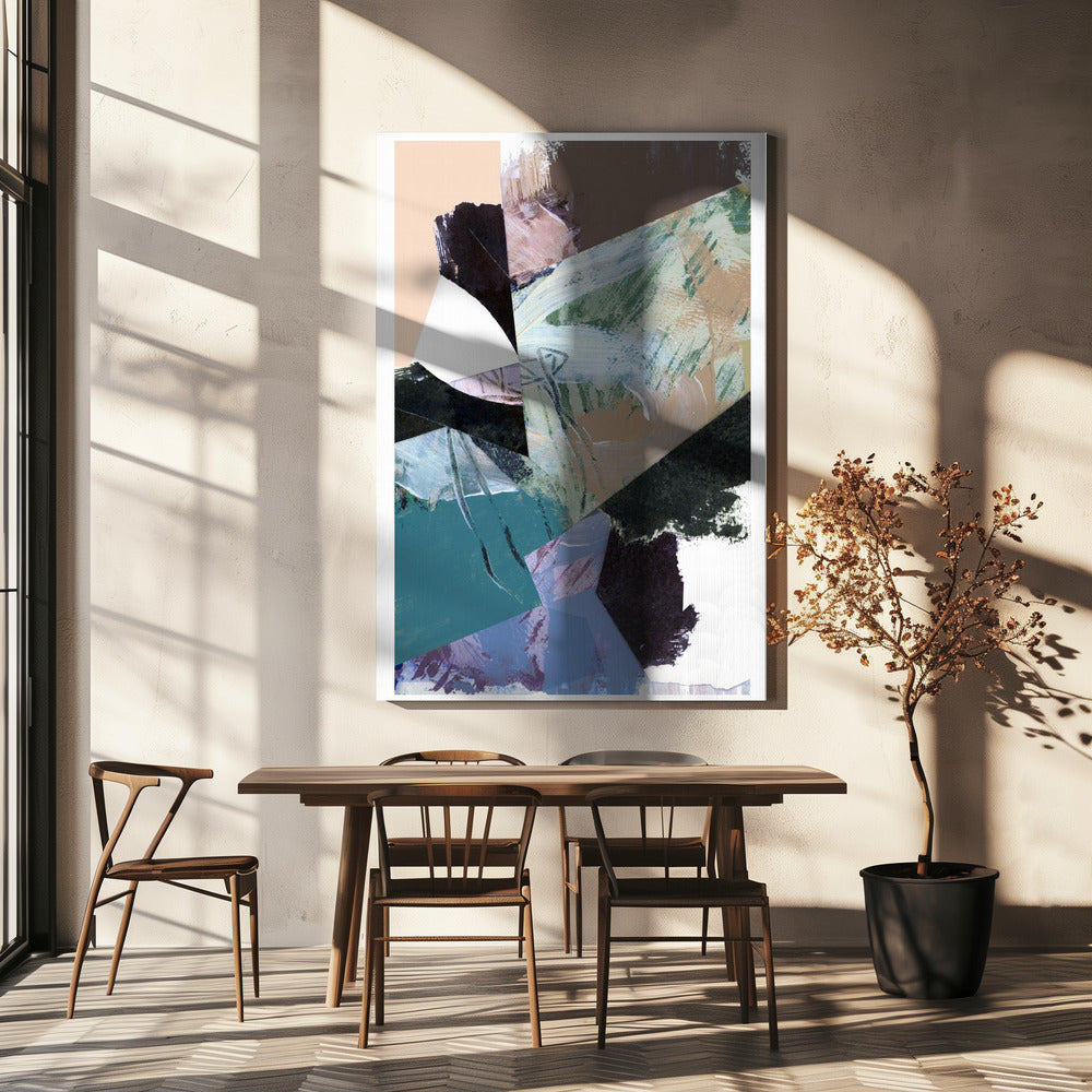 Blau Schwarz Neutral Weiß Abstrakt 2 | Leinwand