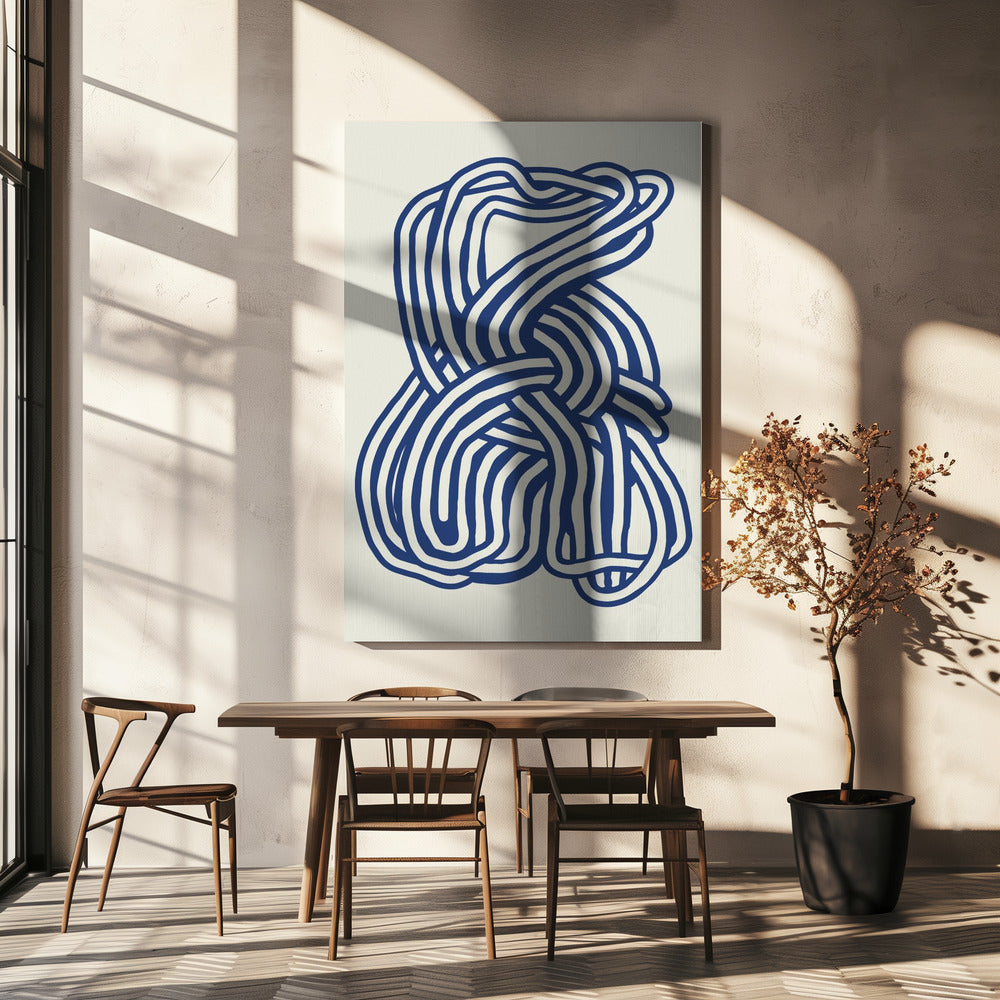 Line Art organische Form in Blau 02 | Leinwand