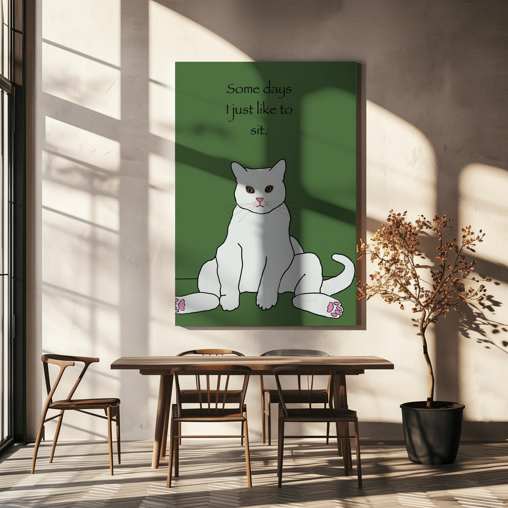 Weiße Katze mit Zitat | Leinwand