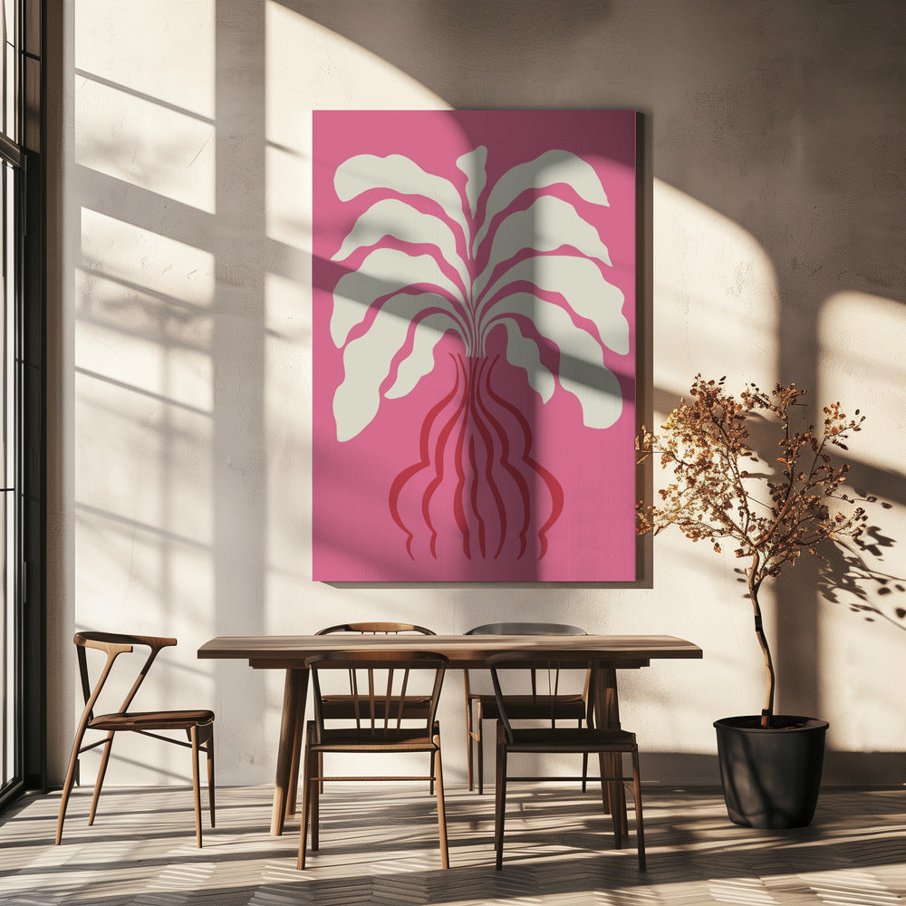 Minimalistisches Blatt und Vase | Leinwand