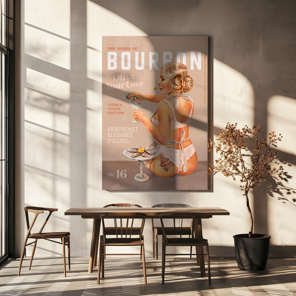 Bourbon Babe Vol 16 Vintage Vodka Martini Pin Up Girl | Canvas