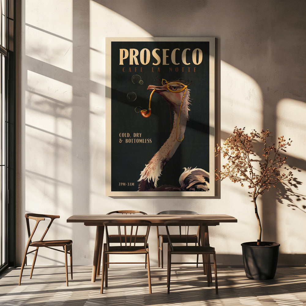 Art Deco Prosecco Wandkunst eines Straußes | Leinwand