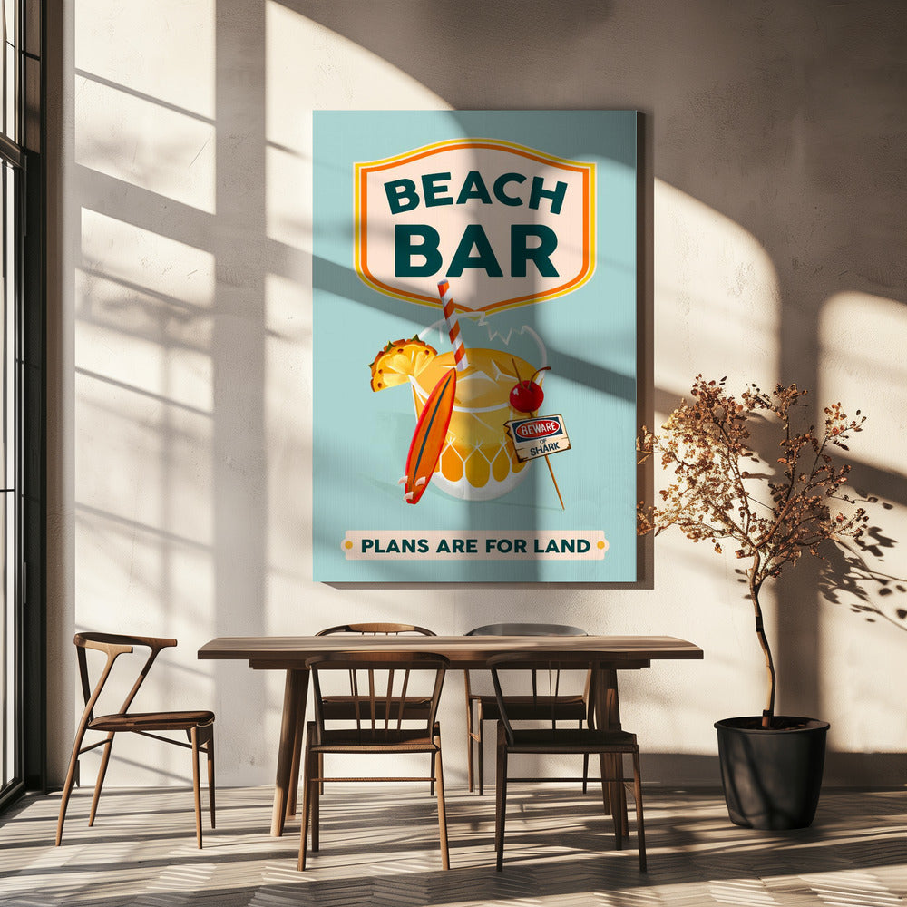 Strandbar Sommer Tropische Cocktailbar Kunst | Leinwand