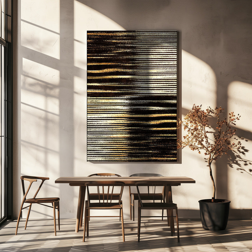 Schwarze und goldene horizontale Linien | Leinwand