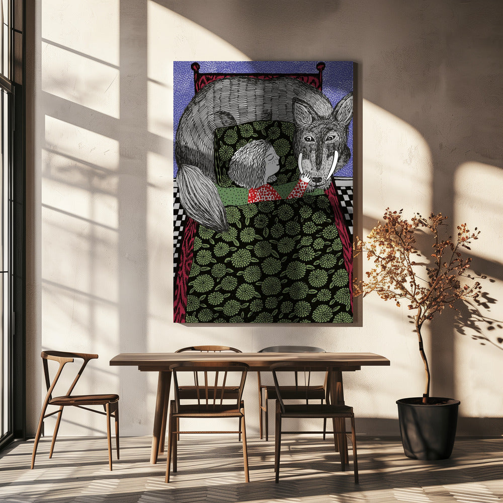 Mädchen und Wolf | Leinwand