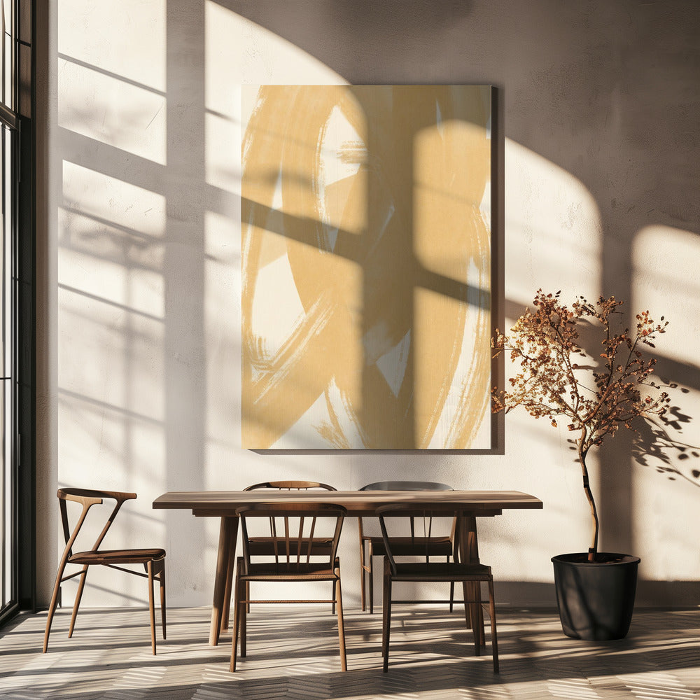 Dynamische beige Pinselstriche | Leinwand