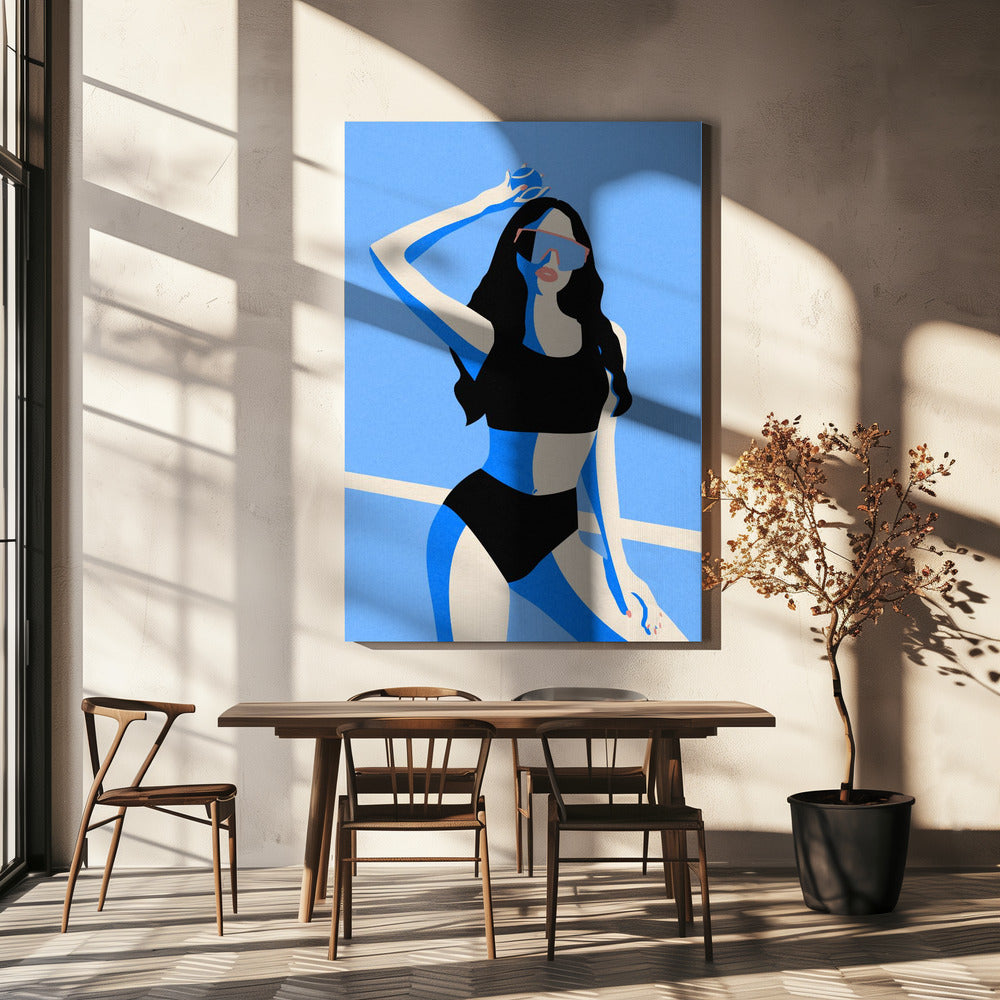 Blaues Sportmädchen | Leinwand