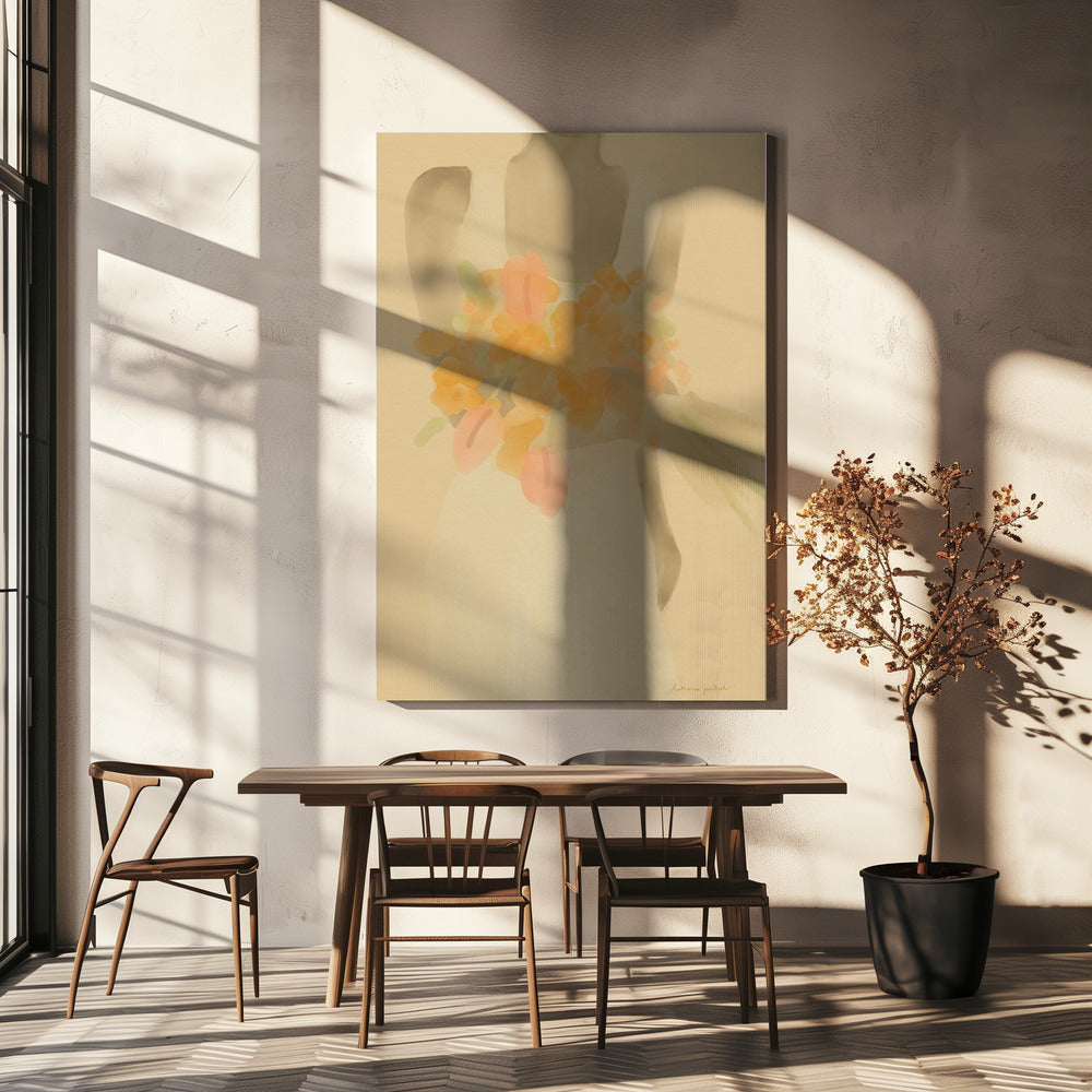 Mädchen mit orangen Blumen | Leinwand