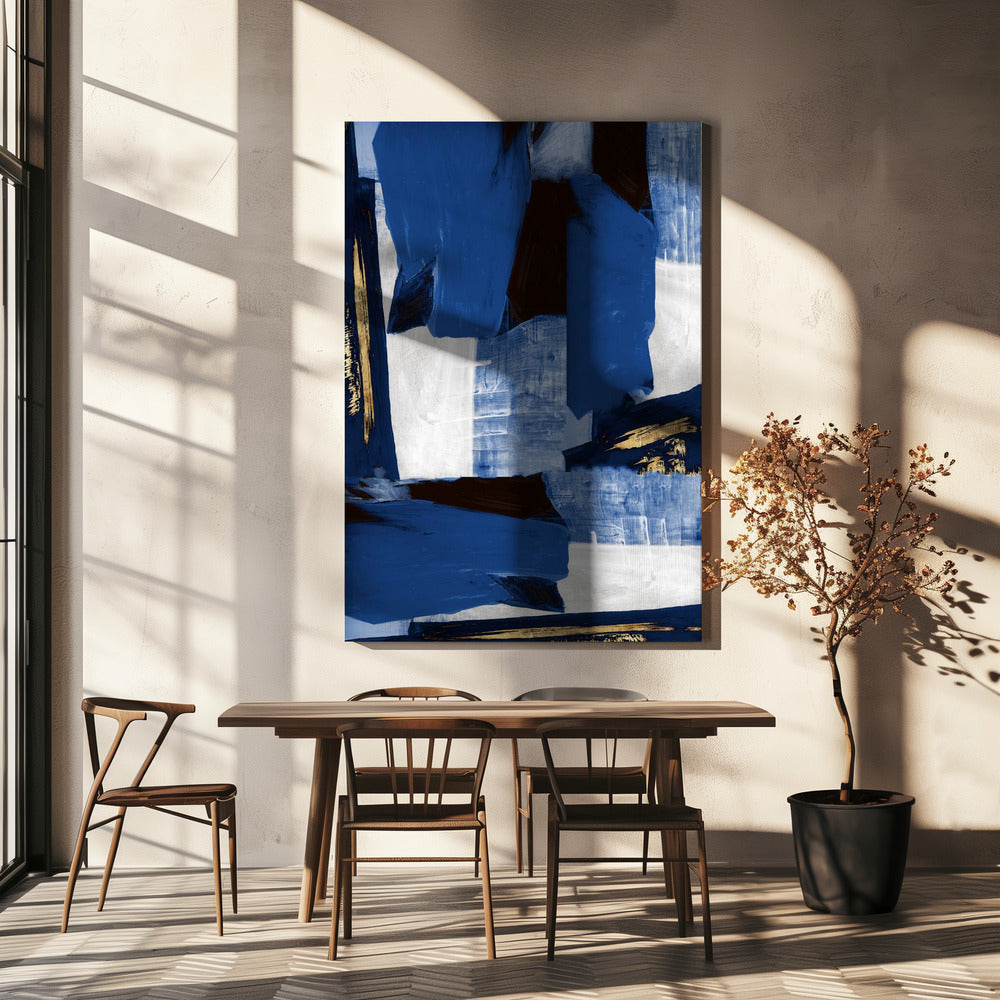 Marineblaue Goldformen 1 | Leinwand