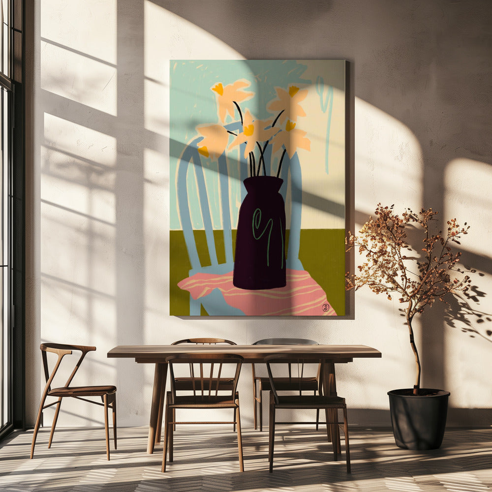 Minimalistisches Stillleben mit Blumen | Leinwand