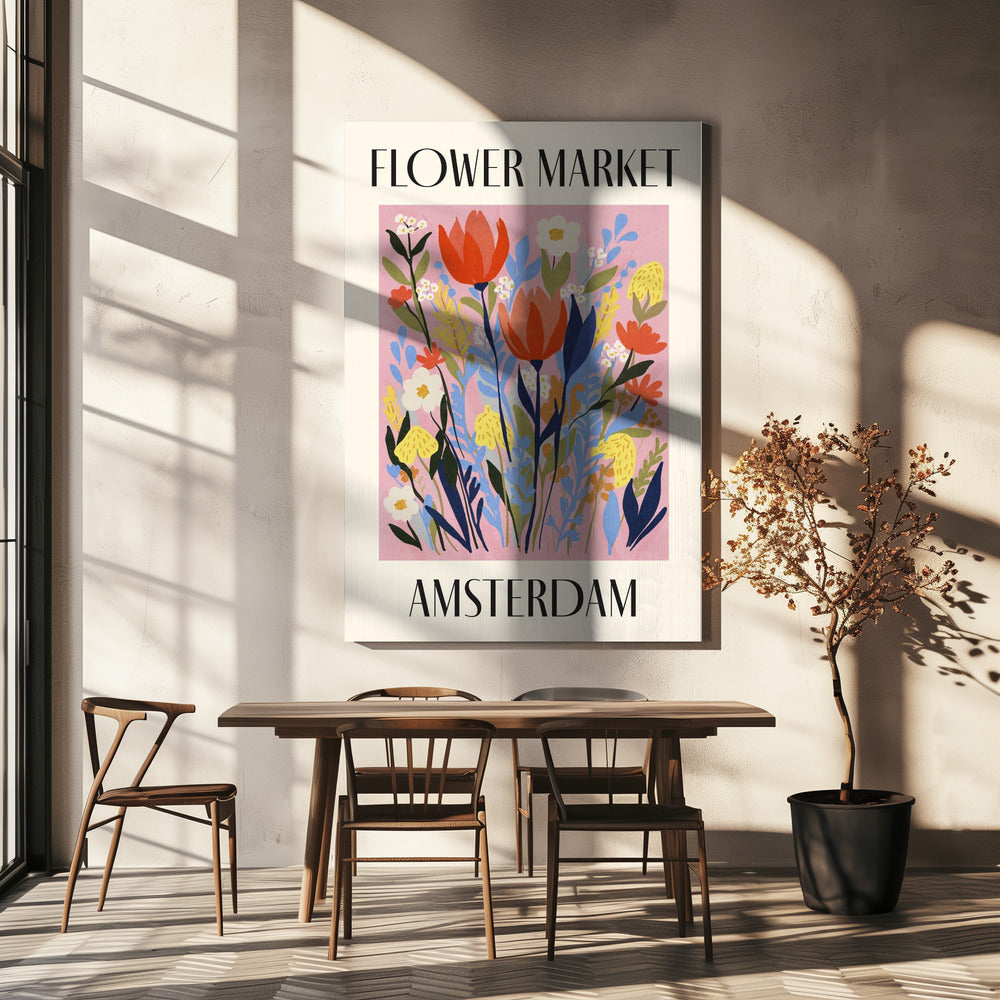 Blumenmarkt Amsterdam Niederlande | Leinwand