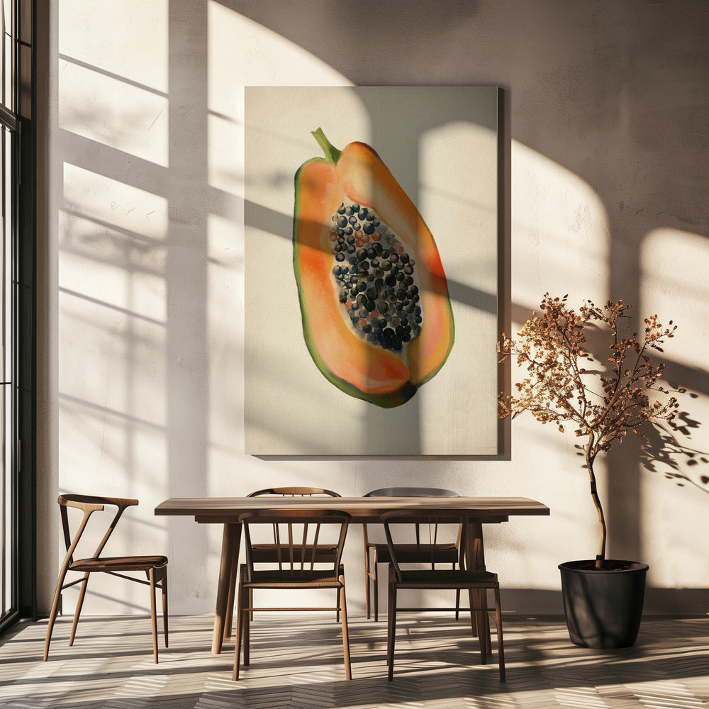 Vintage-Frucht - Papaya | Leinwand