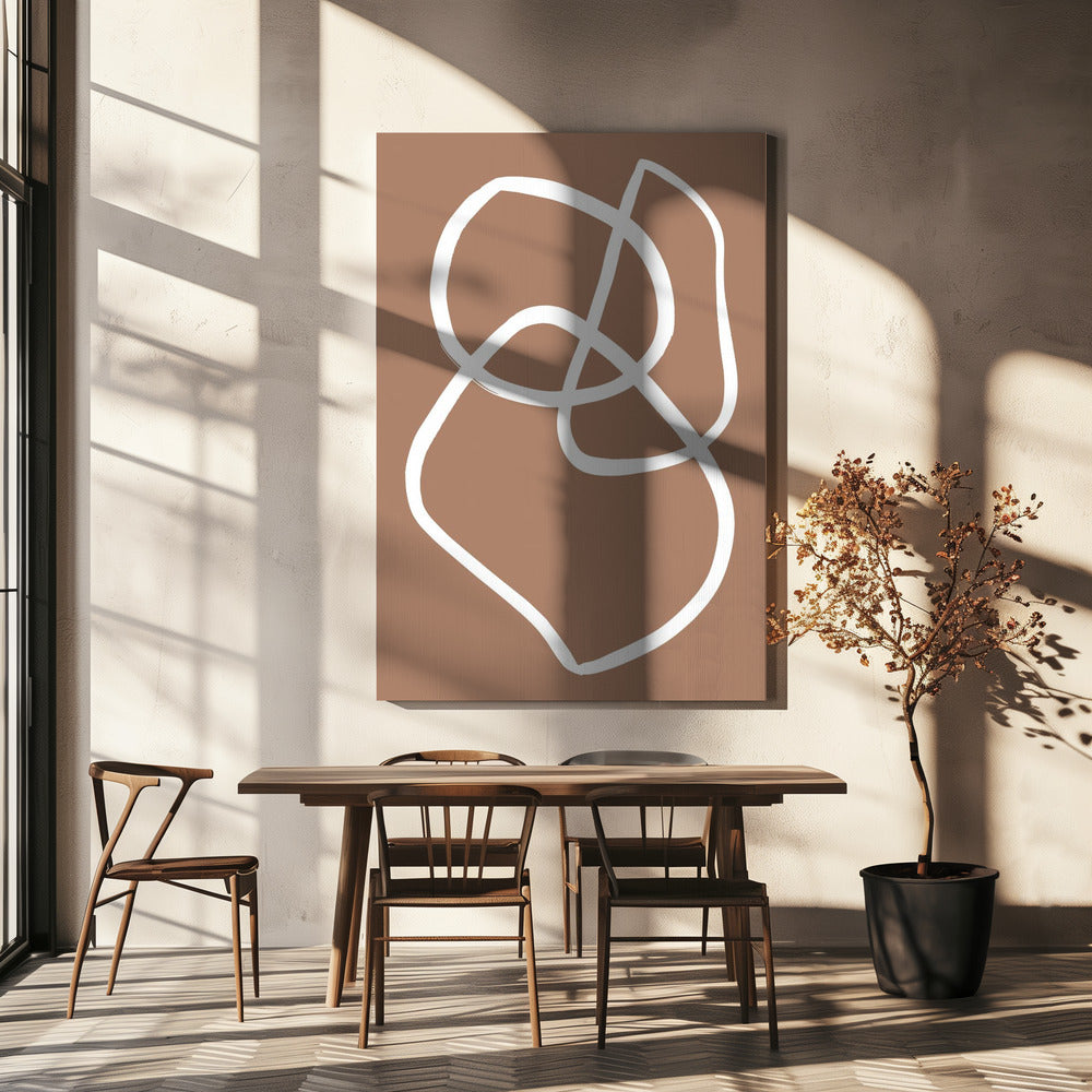 Abstrakte Linien Mokka | Leinwand