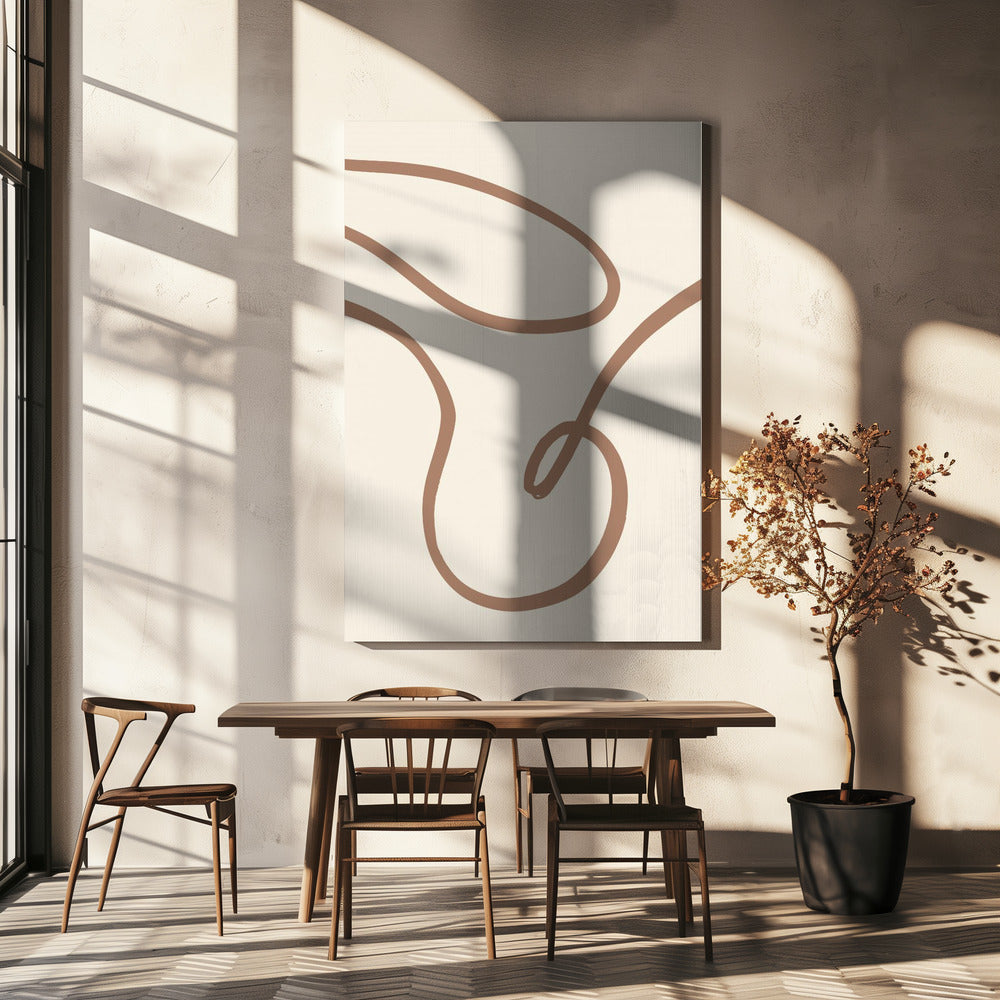 Abstrakte Linien Mokka 3 | Leinwand