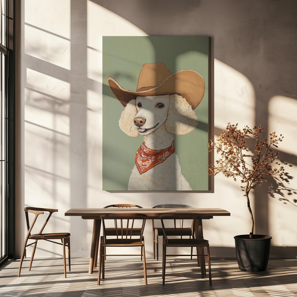 Cowboy Pudel Hund | Leinwand