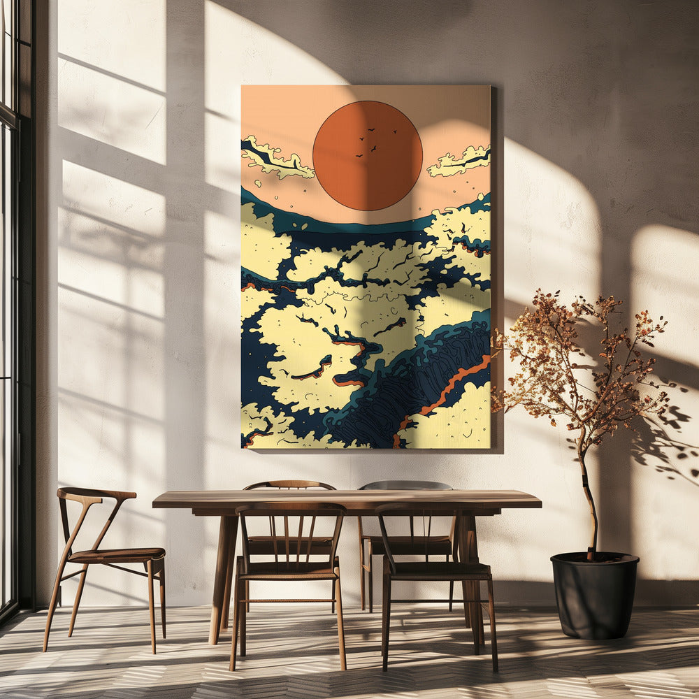 Abstrakter japanischer Sonnenuntergang | Leinwand