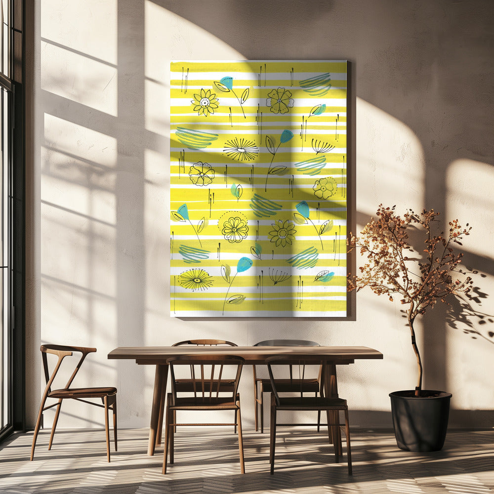 Streifen und Blumen | Leinwand