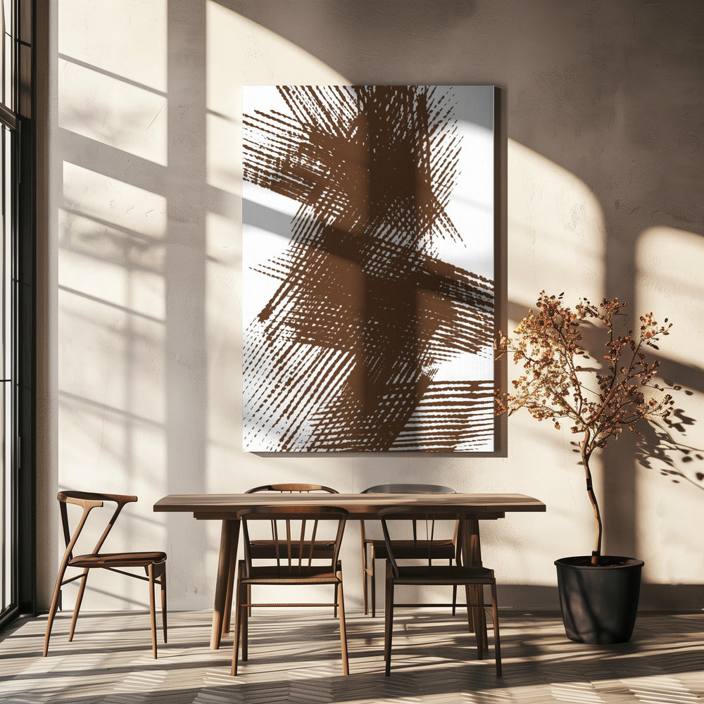 Abstrakte braune sich kreuzende Linien | Leinwand