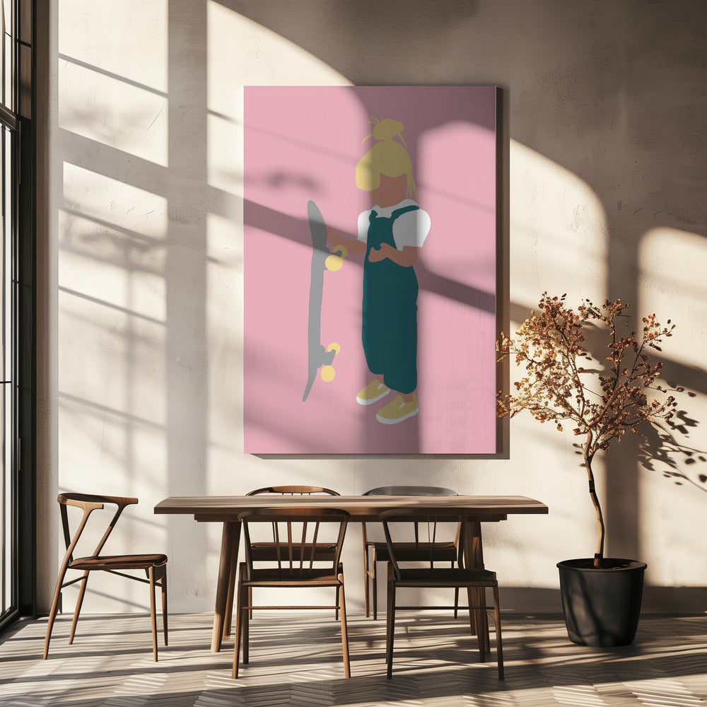 Juno – Skateboard-Mädchen-Silhouette | Leinwand