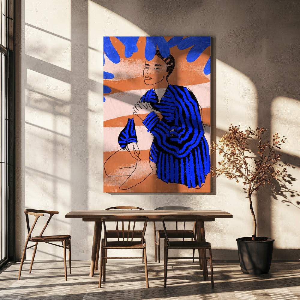 Blau gestreifte Träume | Leinwand