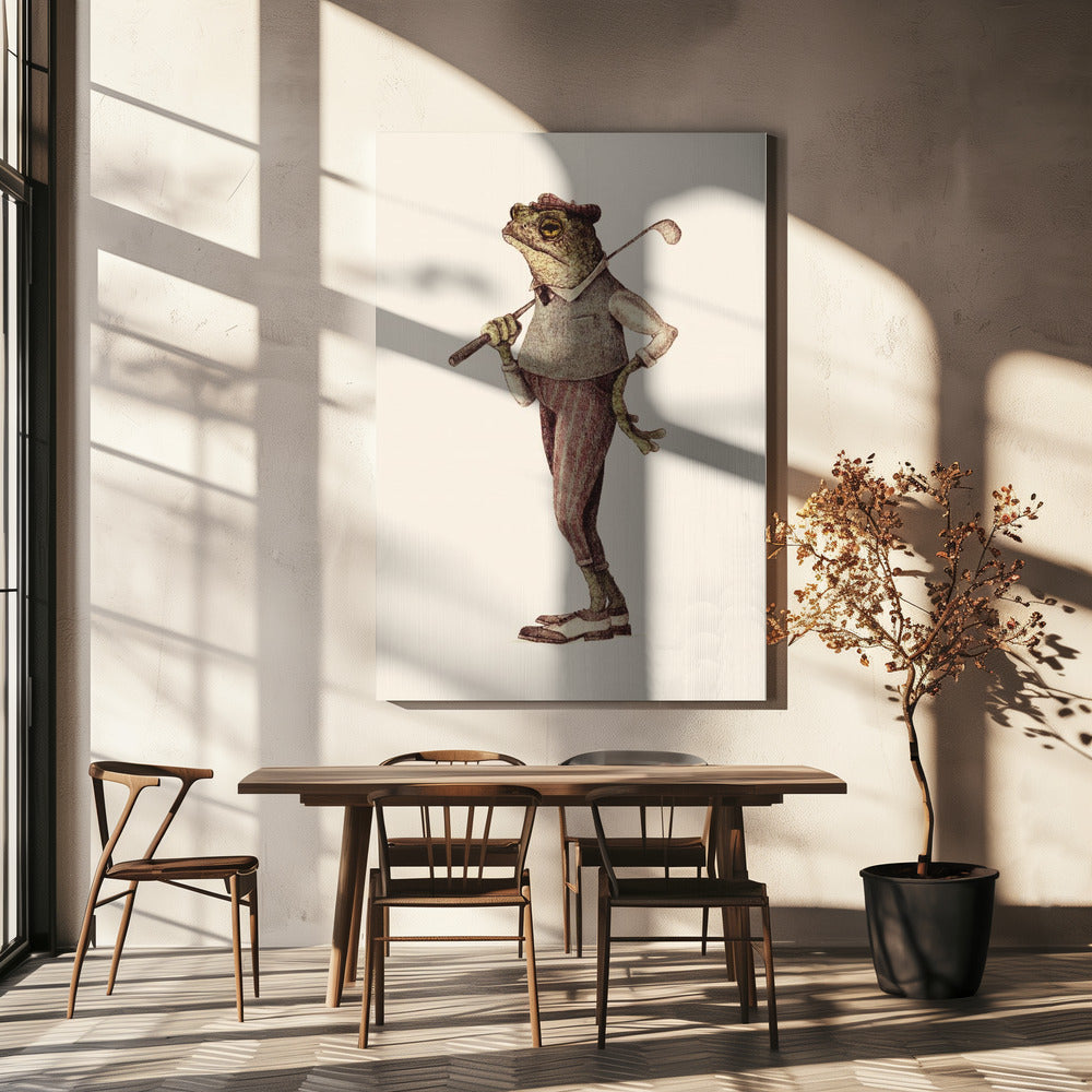 Frog In Vintage Golf Attire | Canvas