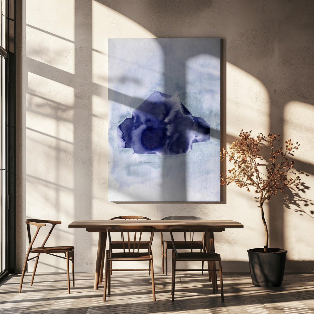 Geometrische Form in tiefem Indigo | Leinwand