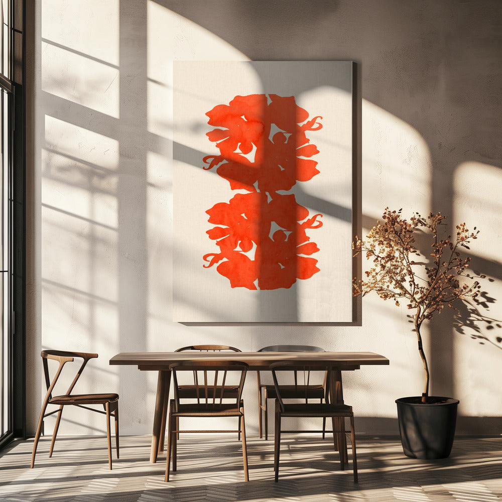 Orange Blumensilhouetten | Leinwand