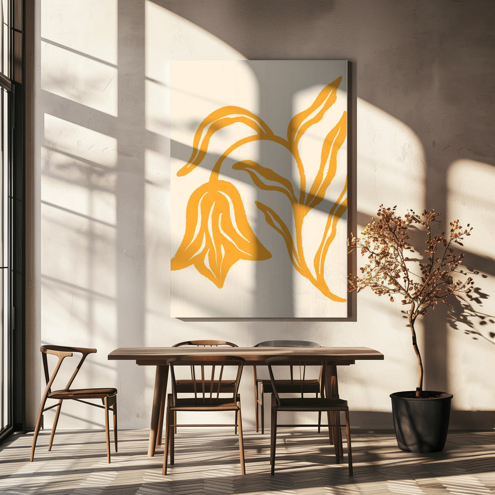 Goldene Blütensilhouette | Leinwand
