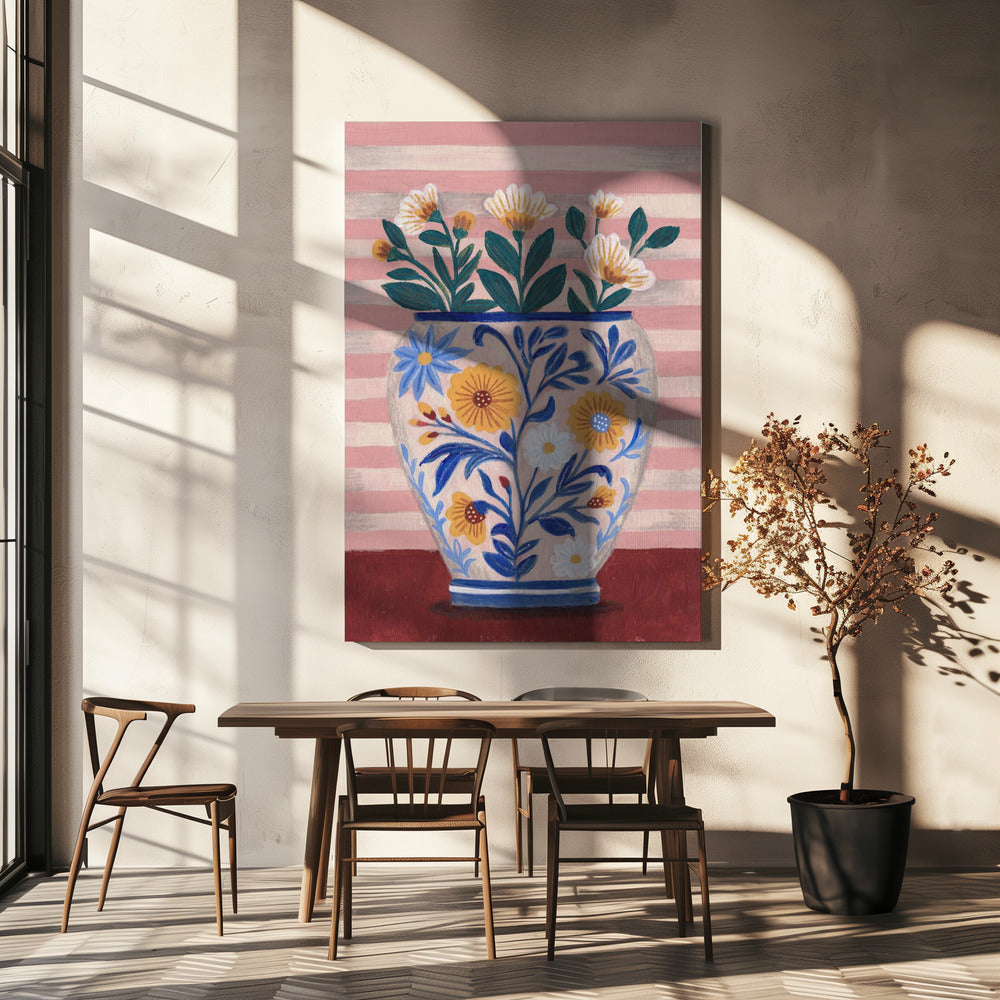 Blumen in Pastell und Streifen | Leinwand