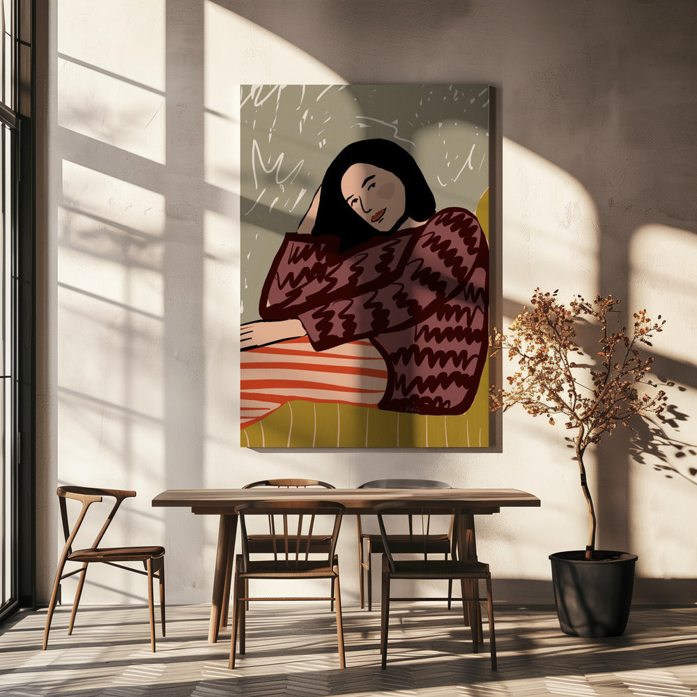 Dame SITZEND | Leinwand