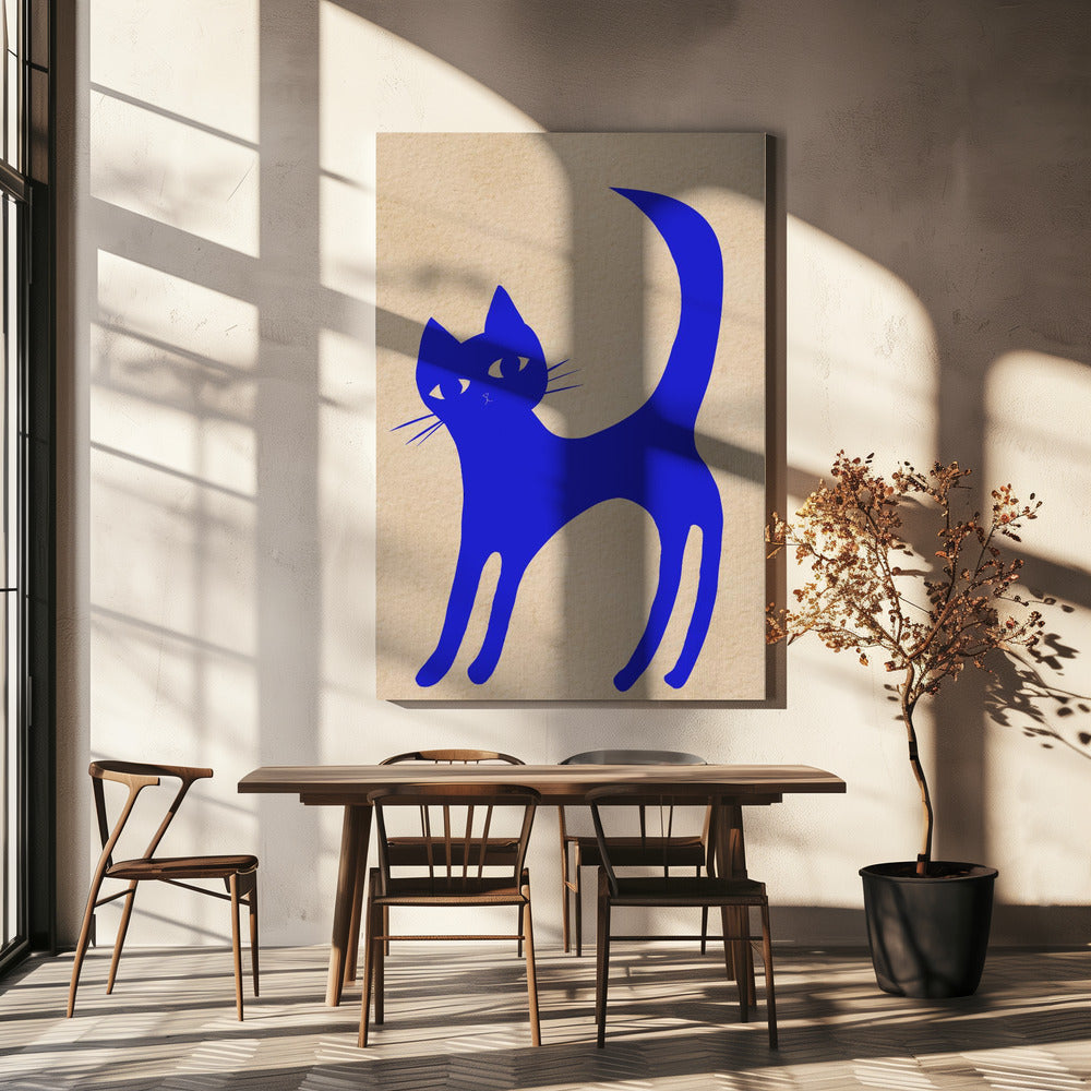 Leuchtende BLAUE Katze | Leinwand