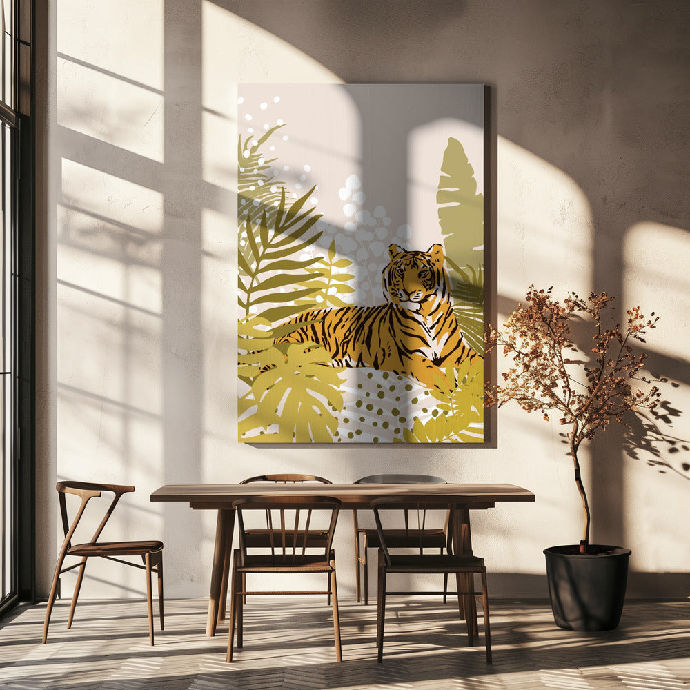 Tiger Laying Down von Cats and Dotz 30 X 42 Zoll | Leinwand