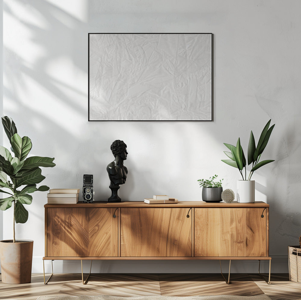 Weiße Leinwand, die zerknittertes Papier ähnelt | Poster